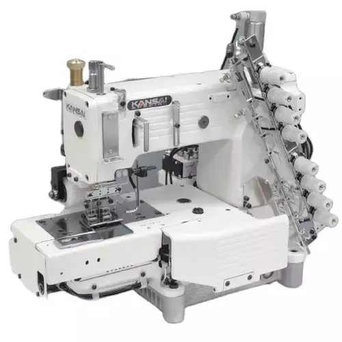 KANSAI SPECIAL FX-4404P 4 Needle Cylinder Bed Chainstitch Industrial Sewing Machine with Table and Servo Motor