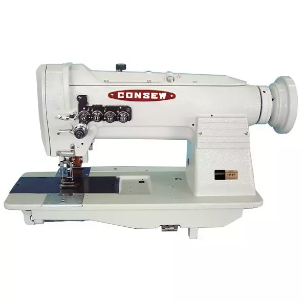 Consew 4214P 4 Needle Heavy Duty Lockstitch with Puller Feed  Industrial Sewing Machine With Table and Servo Motor