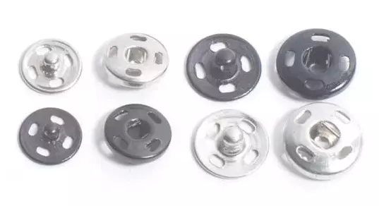 Sew-on Metal Snap Buttons - SILVER or BLACK