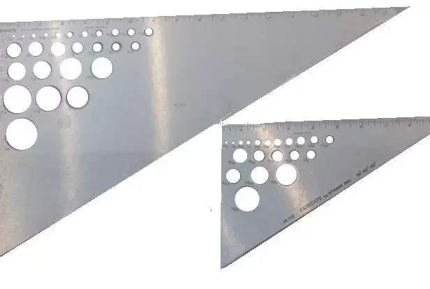 Fairgate Triangle Rules 30°/60°/90° With Diameter Hole Measurements